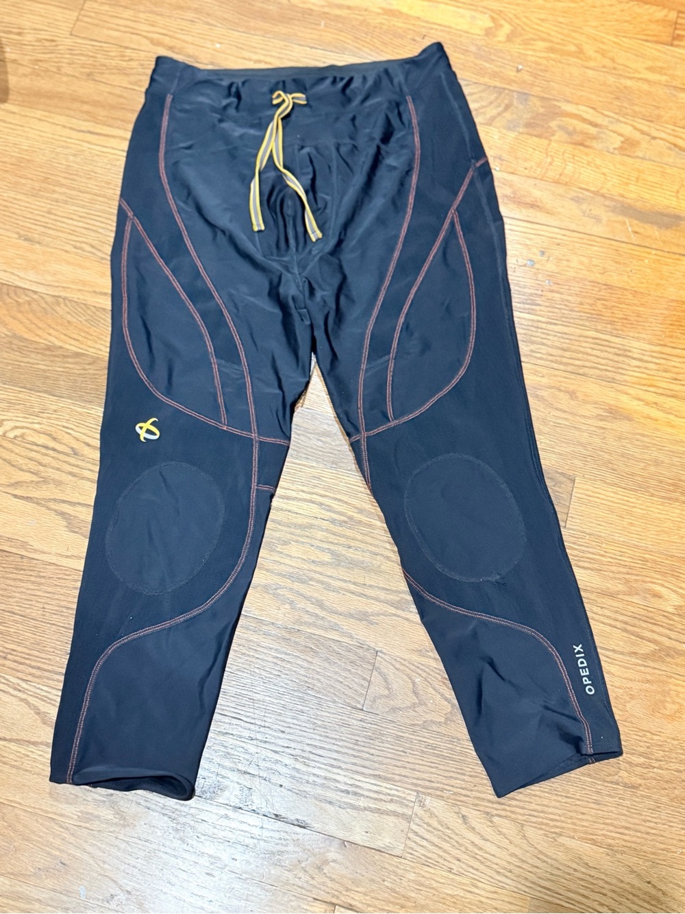 OPEDIX Black Compression Athletic Tights with Yellow Accents Size XL - Picture 2 of 7